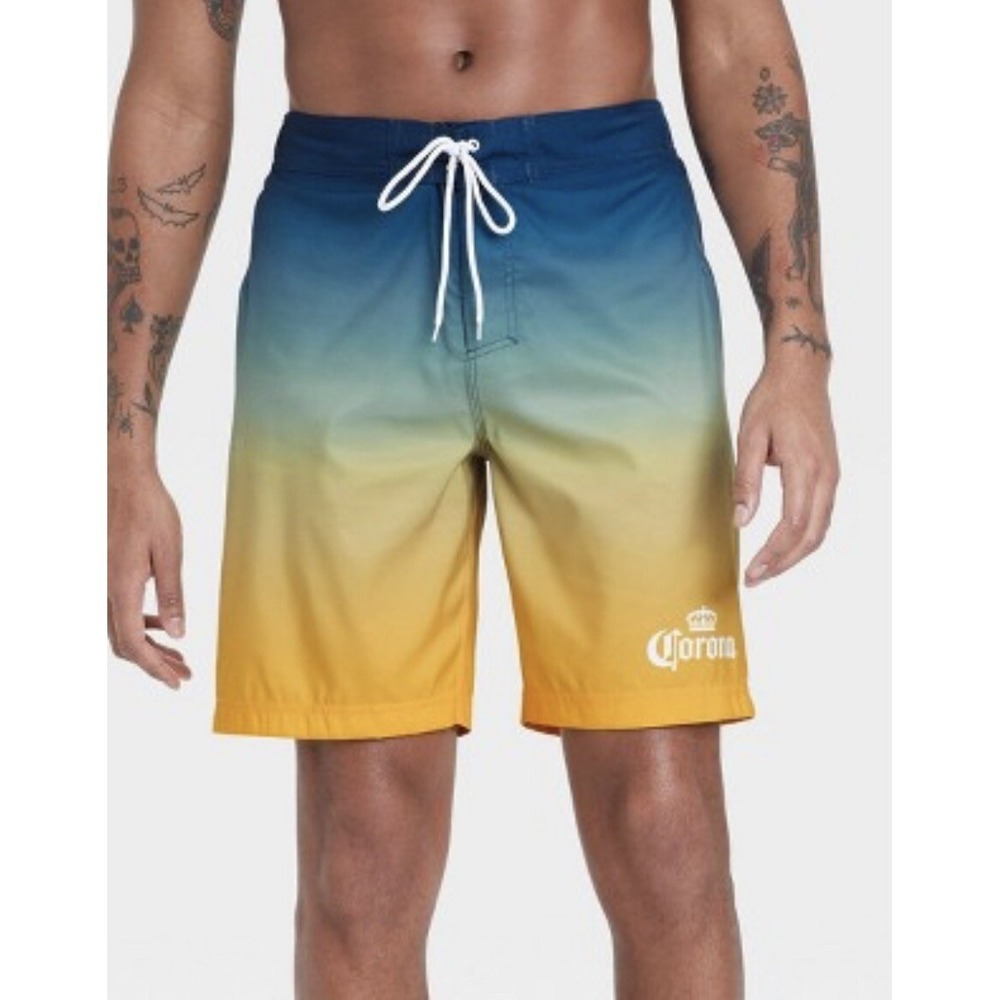 Corona Beer 8.5" Inseam Board Shorts, elastic waist Mens Size Small Swim‎ Trunks